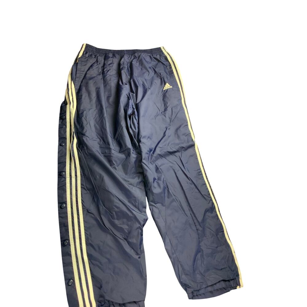 Vintage Adidas Team Snap Away Warm Up Pants Navy White 2XL Track Basketball Y2K